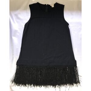 J Crew Tank Top Blouse Witchy Black Whimsigoth Fringe Hem Zip Back Womens Sz XXS